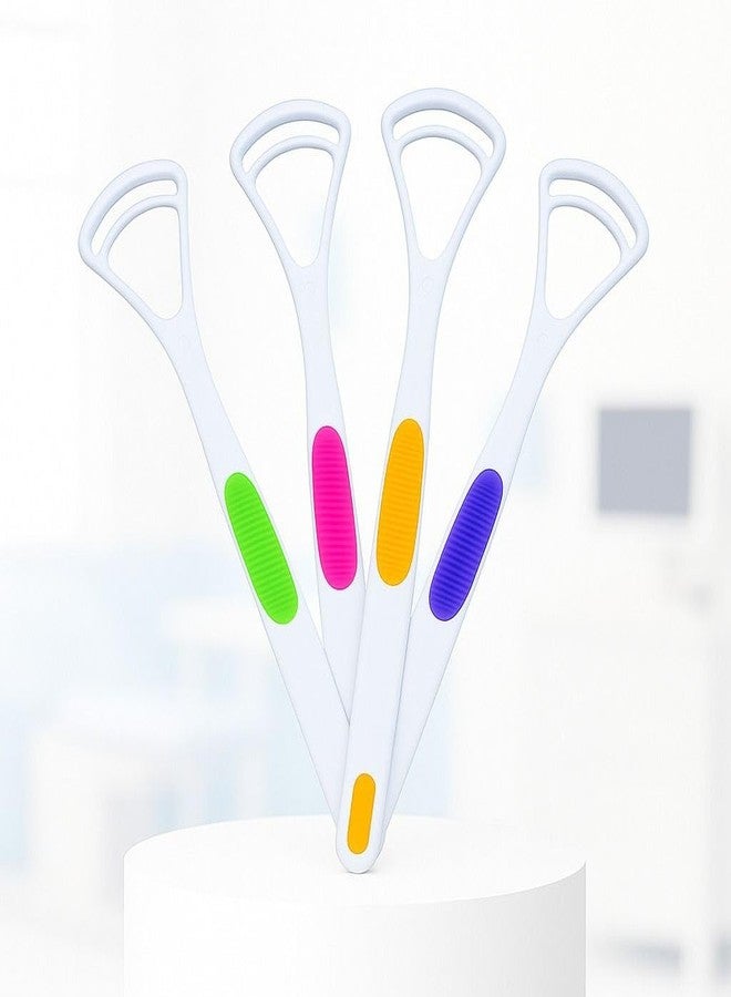 BLISSBORN Plastic Tongue Cleaner, Fights Bad Breath & Oral Health Care Improved Taste Sense, For adult & children Flexible Handle Easy to Use (Pack of 4) (Multicolor) - Image 1